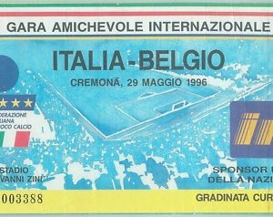 68526 -  BIGLIETTO PARTITA CALCIO 1996: ITALY /  BELGIUM  gara AMICHEVOLE FIFA