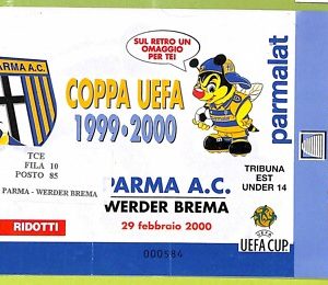 C2841- Vecchio BIGLIETTO PARTITA CALCIO 1999-2000 PARMA VS WERDER BREMA