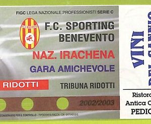 C2845 Vecchio BIGLIETTO PARTITA CALCIO 2002-2003 SPORTING BENEVENTO VS  NAZIONAL