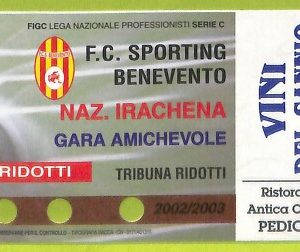C2849 Vecchio BIGLIETTO PARTITA CALCIO 2002-2003 SPORTING BENEVENTO VS  NAZIONAL