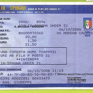 C2851- Vecchio BIGLIETTO PARTITA CALCIO 2006 ITALIA VS SPAGNA