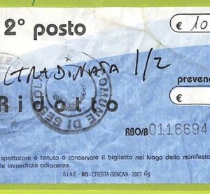 C2855- Vecchio BIGLIETTO PARTITA CALCIO 2000 BOLOGNA VS SPORTUL BUCAREST
