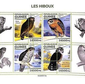 A9470 - REP.GUINEE - ERROR MISPERF Stamp Sheet - 2022 - Birds,OWLS