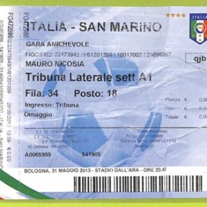 C2861- Vecchio BIGLIETTO PARTITA CALCIO 2013 ITALIA VS SAN MARINO