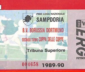 C1514 - Vecchio BIGLIETTO PARTITA CALCIO - 1989 / 90  SAMPDORIA vs  BORUSSIA