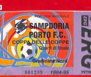 C1529  - Vecchio BIGLIETTO PARTITA CALCIO - 1994 / 95  SAMPDORIA vs  PORTO FC