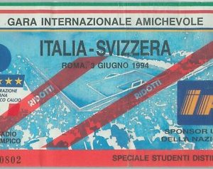 68527 - BIGLIETTO PARTITA CALCIO 1994: ITALY / SWIZZERLAND  gara AMICHEVOLE FIFA