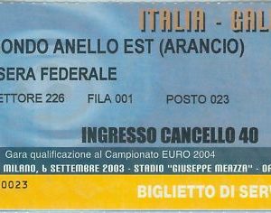 68534 -  BIGLIETTO PARTITA CALCIO 2004: ITALY /  WALES  Campionato Europeo