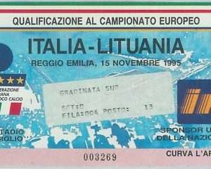 68537 -  BIGLIETTO PARTITA CALCIO 1995: ITALY /  LITHUANIA Campionato Europeo