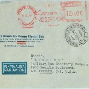 90428 - REPUBBLICA - STORIA POSTALE : Annullo ROSSO MECCANICO: Conserve CIRIO