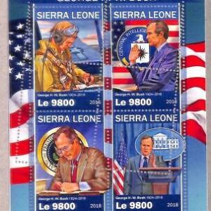 A4631 -SIERRA LEONE -ERRORE MISPERF Miniatura: 2018 George HW Bush, Flag