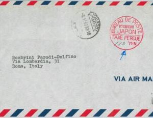59422 - JAPAN - POSTAL HISTORY: COVER to ITALY - TAXE PERCUE 1967 Kobayashi