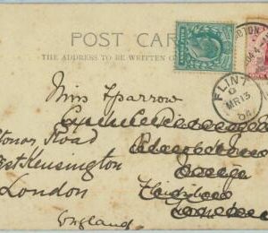 BK0361 - NEW ZEALAND - Postal History -  POSTCARD to ENGLAND, redirected! 1904