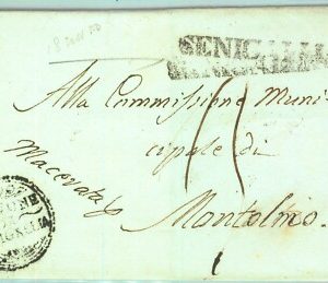 97449  - PONTIFICIO - STORIA POSTALE - BUSTA PREFILATELICA:  Senigallia 1850