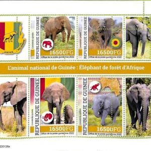 A9481 - REP.GUINEE - ERROR MISPERF Stamp Sheet - 2022  - Mammals, Elephant
