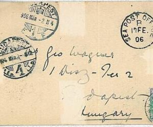 28267 - PAQUEBOT - INDIA-POSTAL HISTORY:COVER to BUDAPEST:SEA POST OFFICE 1906