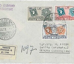 ITALIA - TRIESTE A - AMG FTT: storia postale - BUSTA FDC  Centenario Francobollo