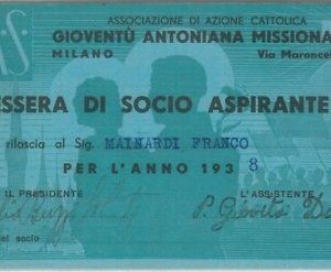 87132 - TESSERA  D'EPOCA - Gioventu Antoniana Missionaria AZIONE CATTOLICA  1938