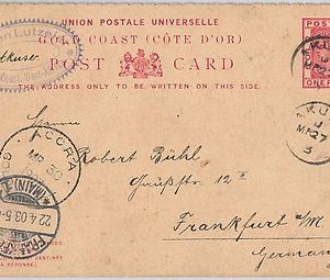 51840 - Gold Coast -  POSTAL HISTORY - STATIONERY CARD: AKUSE to GERMANY 1903