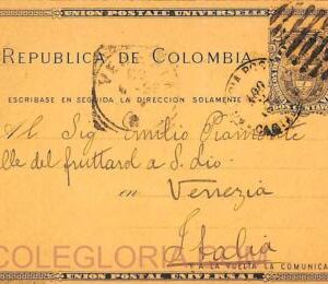 ad6210 - COLOMBIA - Postal History - STATIONERY CARD  to ITALY 1890's