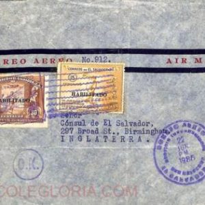 ad6334 - EL SALVADOR  - Postal History - AIRMAIL COVER to GB Sport MARATHON 1935