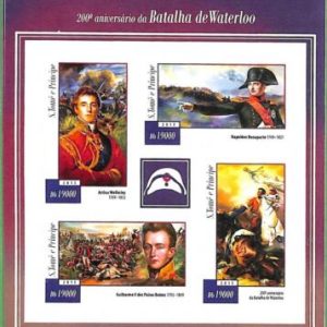 A3509 - Sao Tome & Principe ERROR IMPERF stamp sheet 2015 waterloo  WAR Napoleon