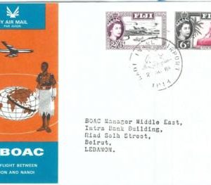 72174 - FIJI - Postal History - FIRST FLIGHT: London - Nandi  to LEBANON 1965