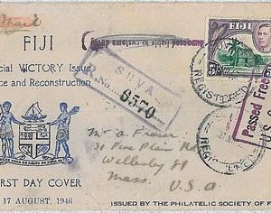 34777 POSTAL HISTORY -  FIJI : Fantastic registered  cover from SUVA to USA 1947