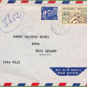 af3734 - FRANCE - POSTAL HISTORY - AIRMAIL COVER to FIJI  - ROWING Canoes - 1954