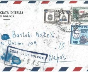 72046 - BOLIVIA  - POSTAL HISTORY -  REGISTERED  COVER to ITALY 1958  - TRAINS