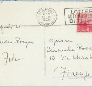 75565 - ITALY - Postal History - POSTMARK on POSTCARD - Car Lottery 1940