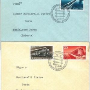 72055 - SWITZERLAND - POSTAL HISTORY -  2 FDC Cover 1947 - TRAINS  Railways