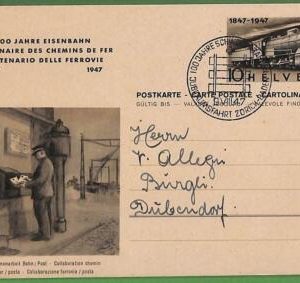 ZA0223 - Switzerland - Postal History - Stationery Card - Trains - 1947