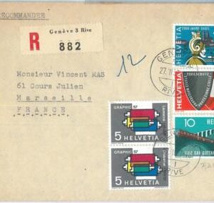72057 - SWITZERLAND - POSTAL HISTORY -  registered Cover 1957 - TRAINS  Railways
