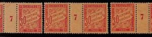94857c - FRANCE - STAMPS -  TAX  Yvert # TT 33 * 3  GUTTER with MILLESIME  Mint