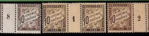 94857a - FRANCE - STAMPS -  TAX  Yvert # TT 29 * 3  GUTTER with MILLESIME  MH