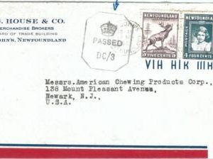 72397 -  NEWFOUNDLAND - POSTAL HISTORY:  Cover to USA 1943 - CENSOR MARK