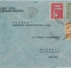 67863 - ECUADOR - POSTAL HISTORY -   COVER to ITALY :  BASKETBALL mountains 1939