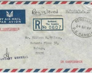 69083 - GAMBIA - POSTAL HISTORY - REGISTERED COVER to SPAIN 1969 - OFFICIAL MAIL