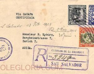 ad6368 - EL SALVADOR - Postal History - STATIONERY COVER H&G # 113 + stamps 1928