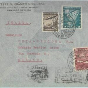 81511 - CHILE - POSTAL HISTORY -   AIRMAIL  COVER to ITALY  1939