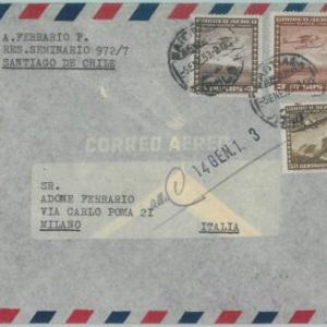 81519 - CHILE - POSTAL HISTORY -   AIRMAIL  COVER to ITALY  1953