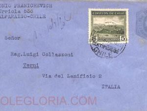 ad6195 - CHILE - Postal History - STATIONERY COVER used as COVER to ITALY 1950