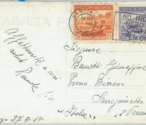 81547 - CHILE - POSTAL HISTORY -   POSTCARD  to ITALY  1949
