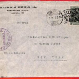 aa3641 - CHILE - POSTAL HISTORY - Censored COVER  to USA 1943