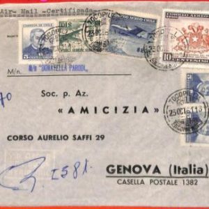aa2603 - CHILE - POSTAL HISTORY - Airmail Registered COVER to  ITALY  1961 Birds