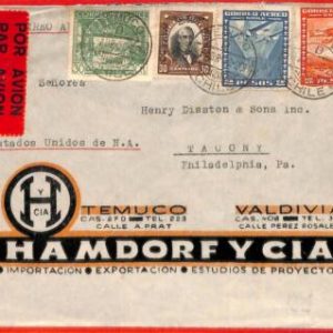 aa2605  - CHILE - POSTAL HISTORY -  Airmail COVER to the USA  1936