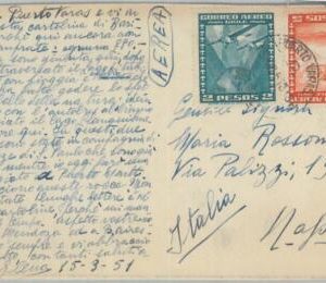 81551 - CHILE - POSTAL HISTORY -   POSTCARD  to ITALY  1951