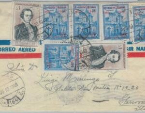 81619 - ECUADOR  - POSTAL HISTORY -   Overprinted stamps on COVER  to ITALY 1949