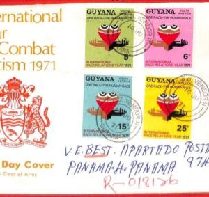 aa3753 - GUYANA - Postal History - FDC COVER 1971 to PANAMA ! Racism Heart